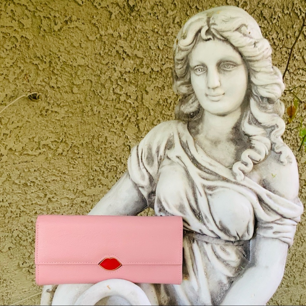 LULU GUINNESS pink lip Cora leather wallet - Picture 10 of 16